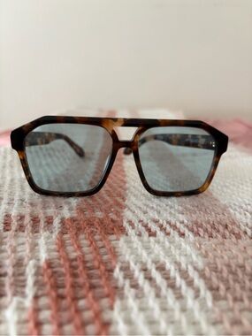 Quay Australia Tortoiseshell Frame Sunglasses with Blue Tinted Lenses